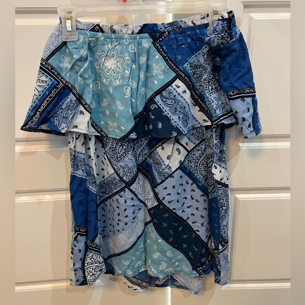 NWTO patchwork off the shoulder blouse - Picture 2 of 4
